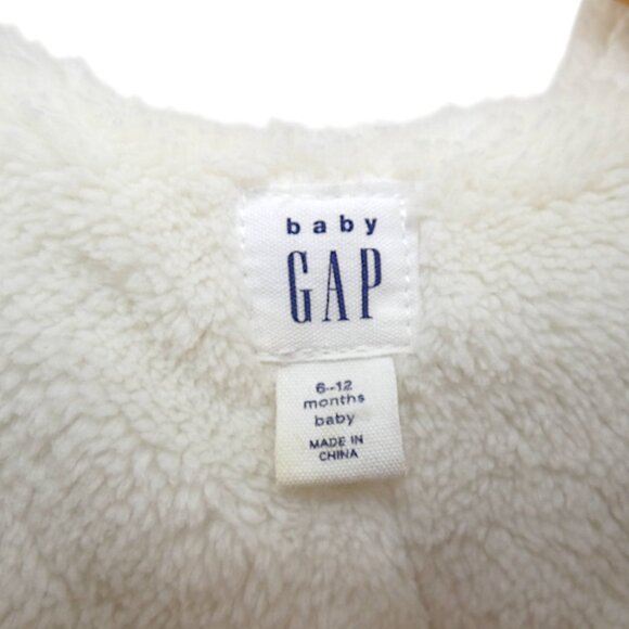 Baby Gap Sherpa Lined Gray Garter Knit Hoodie Jacket 6–12M Cozy Winter Neutral - Picture 8 of 9
